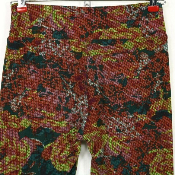 LuLaRoe Leggings Orange Green Yellow Pink Digital Roses Floral One Size OS‎ - Picture 5 of 11